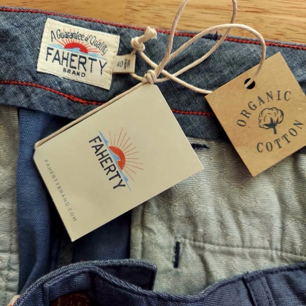 Faherty Tradewinds Mens Linen Blend Blue Shorts Size 40 X 7.5